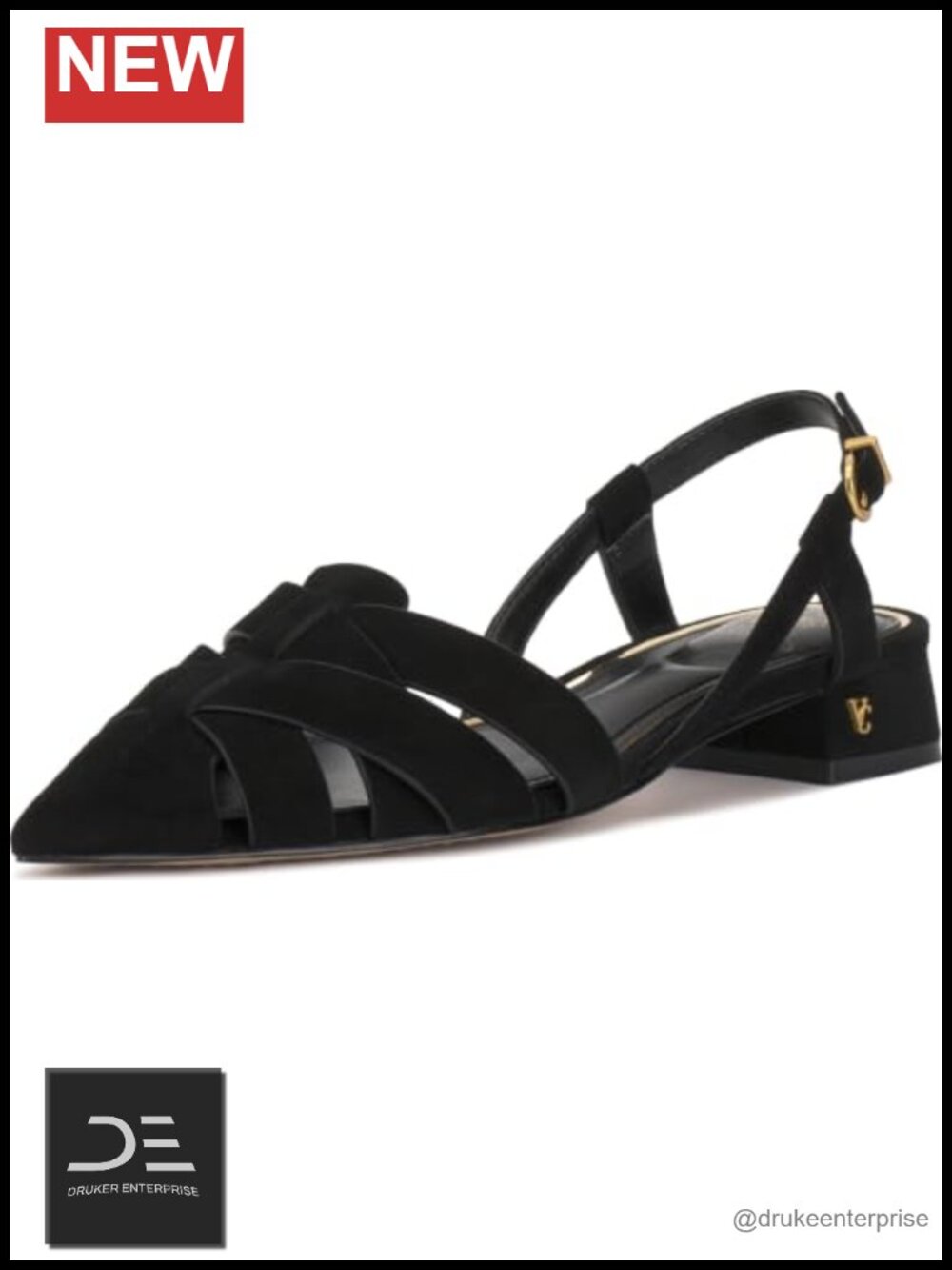 Vince Camuto Vinesha Suede Heeled Sandals Pointed Toe Buckle Ankle Strap